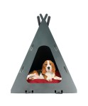Ahşap Köpek Kulübesi Dekoratif Köpek Evi Siyah Renk Çadır Model